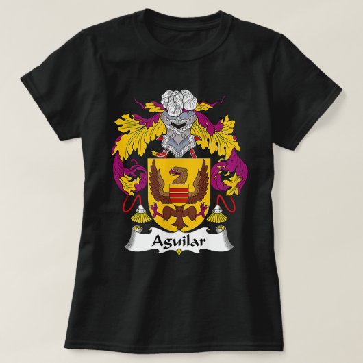 Aguilar Coat of Arms Family Crest T-shirt (Design voorkant)