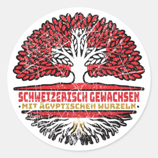 Ägypten Ägyptisch Schweizer Schweiz Baum Wurzel Ronde Sticker (Voorkant)