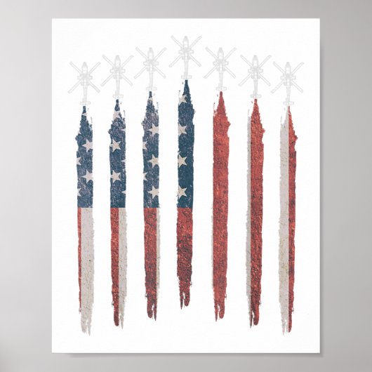 AH64 Apache Helikopter American Flag Apache Squadr Poster (Voorkant)