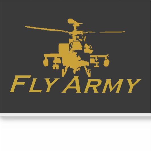 AH64 Apache Vinyl Fly Army Sticker (Voorkant)