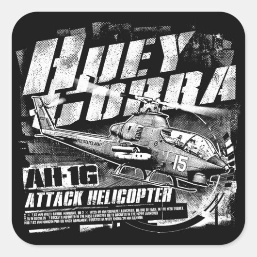 AH-1G HueyCobra Square Sticker Sticker (Voorkant)