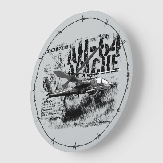 AH-64 Apache Acryl wandklok (Hoek)