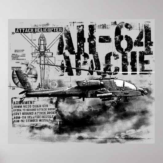 AH-64 Apache afdrukken Poster (Voorkant)