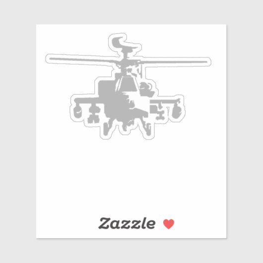 AH-64 Apache Frontale Uitzicht Grijze sticker (Vel)