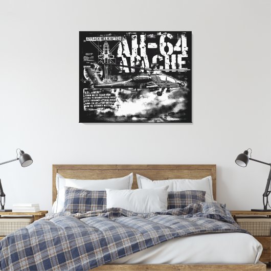 AH-64 Apache gestreken doek Canvas Afdruk (Insitu (Slaapkamer))