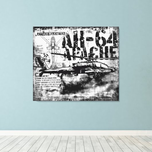 AH-64 Apache gestreken doek Canvas Afdruk (Insitu (Houten vloer))