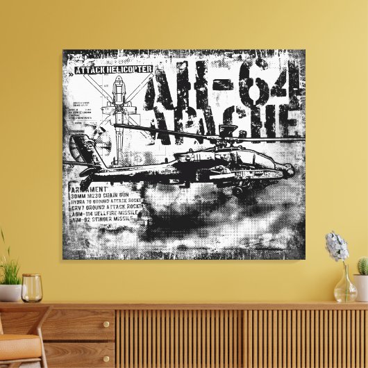 AH-64 Apache gestreken doek Canvas Afdruk (Insitu (Woonkamer))