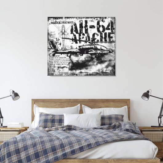 AH-64 Apache gestreken doek Canvas Afdruk (Insitu (Slaapkamer))
