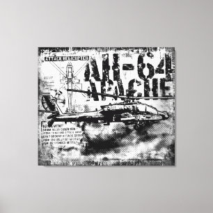 AH-64 Apache gestreken doek Canvas Afdruk