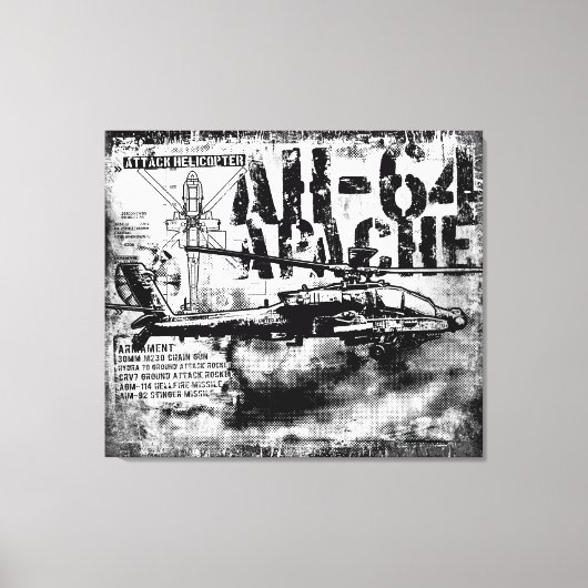 AH-64 Apache gestreken doek Canvas Afdruk (Voorkant)