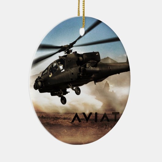 AH-64 Apache Helikopter Keramisch Ornament (Rechts)