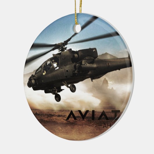 AH-64 Apache Helikopter Keramisch Ornament (Links)