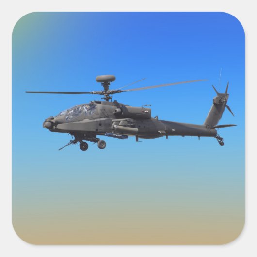 AH-64 Apache Helikopter Vierkante Sticker (Voorkant)