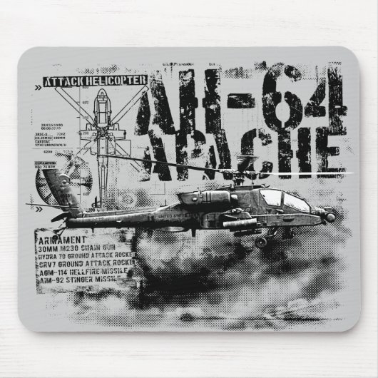 AH-64 Apache Mousepad Muismat (Voorkant)