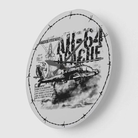 AH-64 Apache Round (Grote) wandklok (Hoek)