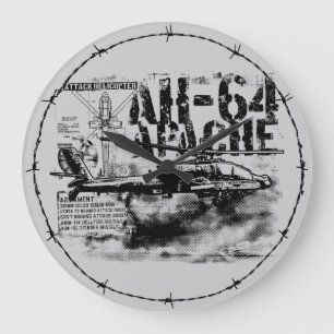 AH-64 Apache Round (Grote) wandklok