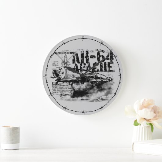 AH-64 Apache Round (Grote) wandklok (Huis)