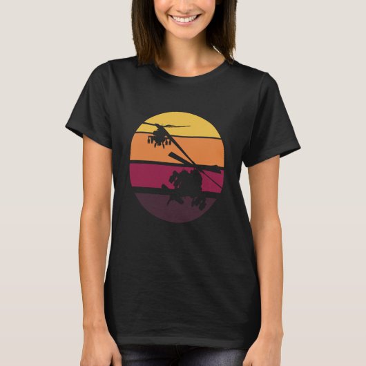 AH 64 Apache Silhoueted by the Sunset T-shirt (Voorkant)