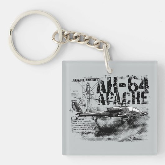 AH-64 Apache Square (dubbelzijdige) Sleutelhanger (Voorkant)