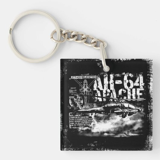 AH-64 Apache Square (dubbelzijdige) Sleutelhanger (Voorkant)