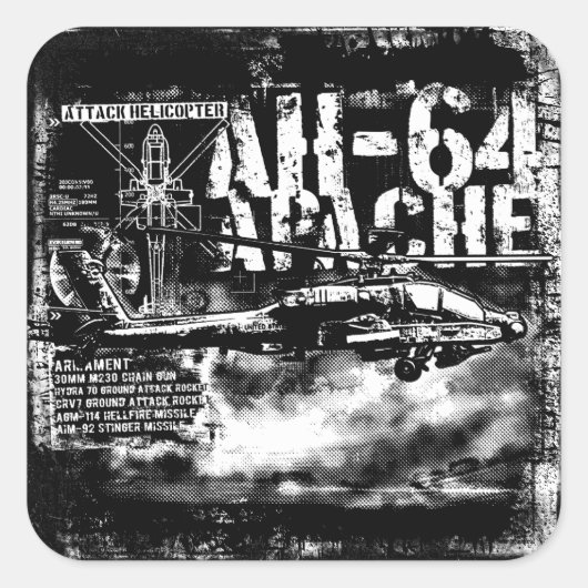 AH-64 Apache Square Stickers (Voorkant)