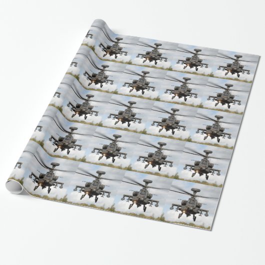 ah 64 militaire apachegrote handboog helocopter cadeaupapier (Uitgerold)