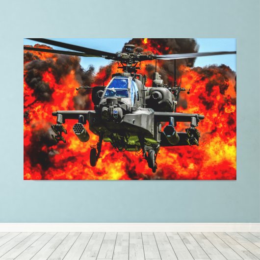 AH-64E APACHE GUARDIAN 40x60 Canvas Afdruk (Insitu (Houten vloer))