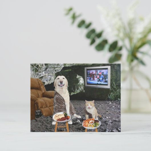 Ah! Alles smaakt beter in de grot van het man. Briefkaart (Staand voorkant)