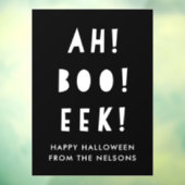 Ah Boo Eek Happy Halloween Black & White Custom  Raamsticker (Vel 3)