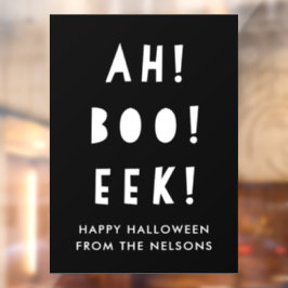 Ah Boo Eek Happy Halloween Black & White Custom  Raamsticker