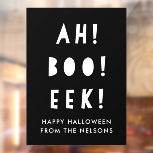 Ah Boo Eek Happy Halloween Black & White Custom  Raamsticker (Vel 2)