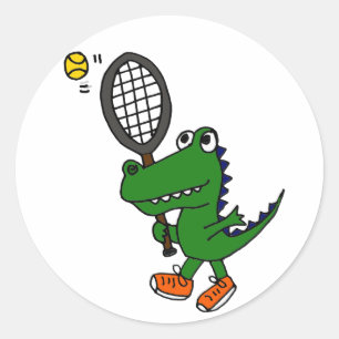 AH- Grappige Gator spelen Tennis Ronde Sticker