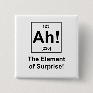 Ah! Het element van verbazing Vierkante Button 5,1 Cm