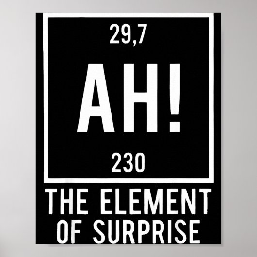 Ah het element van verrassing grappige chemie woor poster (Voorkant)