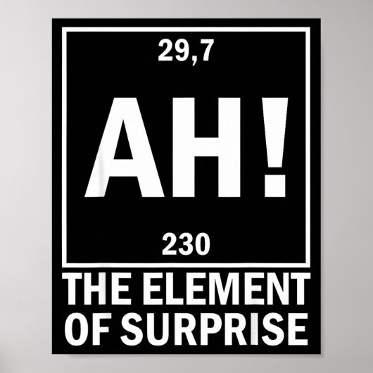 Ah het element van verrassing grappige scheikunde  poster (Voorkant)