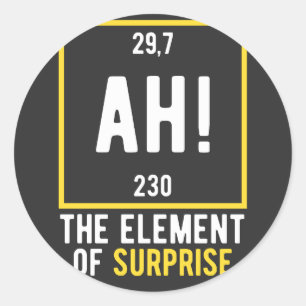 Ah het element van verrassing ronde sticker
