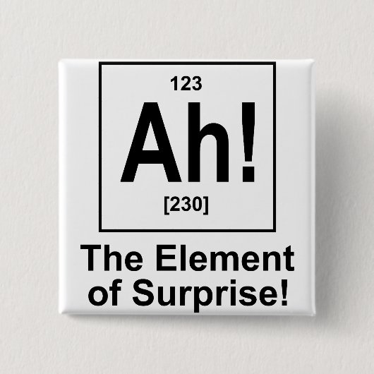 Ah! Het element van verrassing. Vierkante Button 5,1 Cm (Voorkant)
