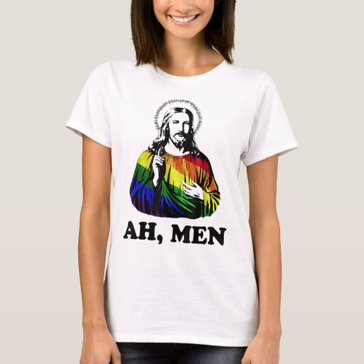 Ah Mannen Funny Jesus Christelijk Rainbow LGBT, Pr T-shirt (Voorkant)