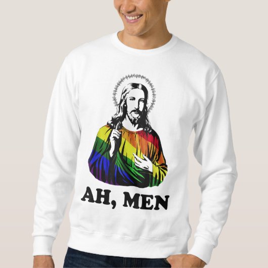 Ah Mannen Funny Jesus Christelijk Rainbow LGBT, Pr Trui (Voorkant)