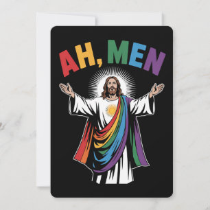 Ah Mannen Funny Jesus LGBTQ Gay Pride Rainbow Kaart