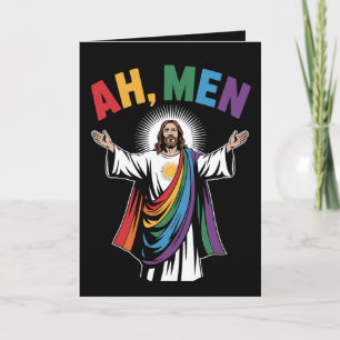 Ah Mannen Funny Jesus LGBTQ Gay Pride Rainbow Kaart