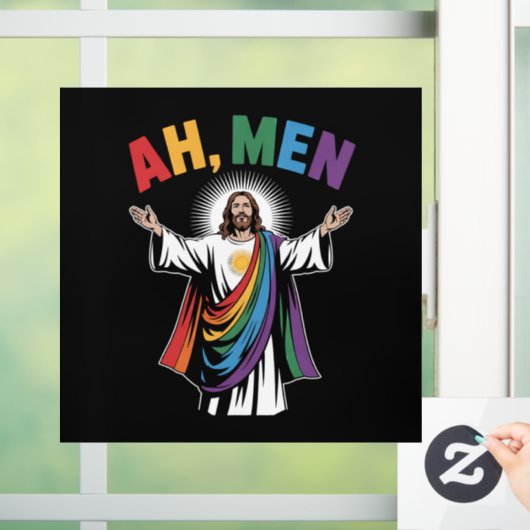 Ah Mannen Funny Jesus LGBTQ Gay Pride Rainbow Raamsticker (Huis)