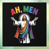 Ah Mannen Funny Jesus LGBTQ Gay Pride Rainbow Raamsticker (Vel 3)