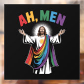 Ah Mannen Funny Jesus LGBTQ Gay Pride Rainbow Raamsticker (Vel 2)