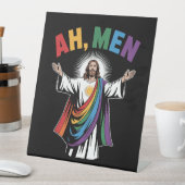 Ah Mannen Funny Jesus LGBTQ Gay Pride Rainbow Reclamebord Met Voetstuk (Insitu)