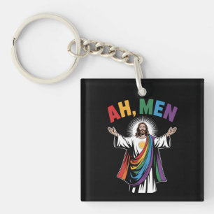 Ah Mannen Funny Jesus LGBTQ Gay Pride Rainbow Sleutelhanger