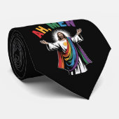 Ah Mannen Funny Jesus LGBTQ Gay Pride Rainbow Stropdas (Opgerold)