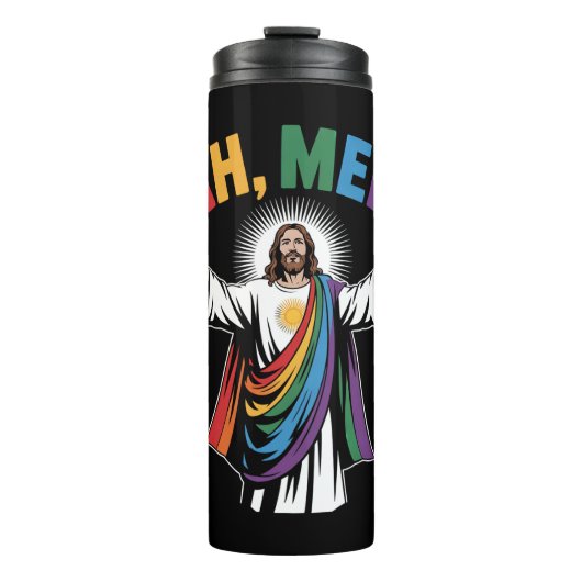 Ah Mannen Funny Jesus LGBTQ Gay Pride Rainbow Thermosbeker (Voorkant)