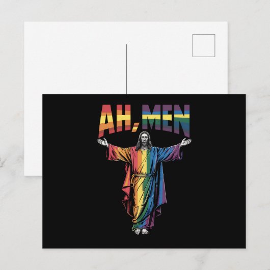Ah Mannen Funny LGBT Gay Pride Jesus Christelijk Briefkaart (Voorkant / Achterkant)