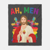 Ah Mannen Funny LGBT Gay Pride Jesus Christelijk Fleece Deken (Voorkant)